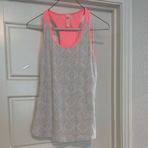 Lucy Coral and Gray Geometric Women's Tank Top